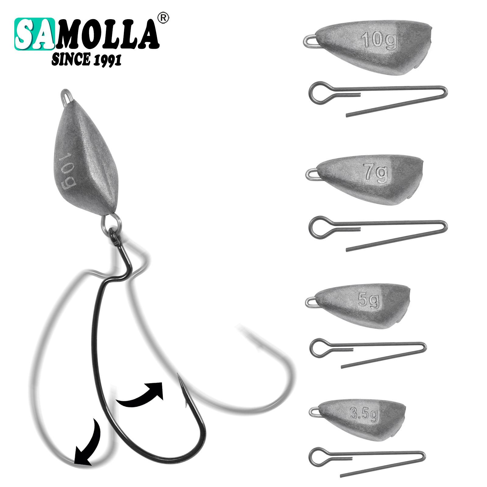 Fishing Hook Jig - SAMOLLA 5 peças de peso de